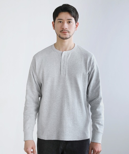 SPU(スプ)の「スパンフライス長袖ヘンリーネックカットソー(Tシャツ/カットソー・メンズ・ブラック/杢グレー/ホワイト・S/M/L/XL)」の22枚目の写真
