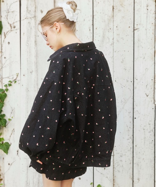 刺繍フラワーデニムジャケット（デニムジャケット）｜Rosy luce