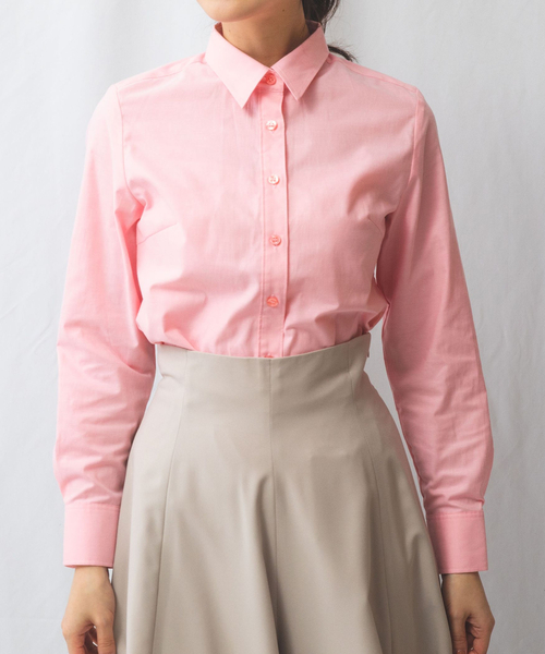 NARACAMICIE（ナラカミーチェ）の「【NARACAMICIE】オックスフォード長袖シャツ（シャツ/ブラウス・レディース・ブルー/ホワイト/ピンク/グリーン・S/XL/L/M）」の4枚目の写真