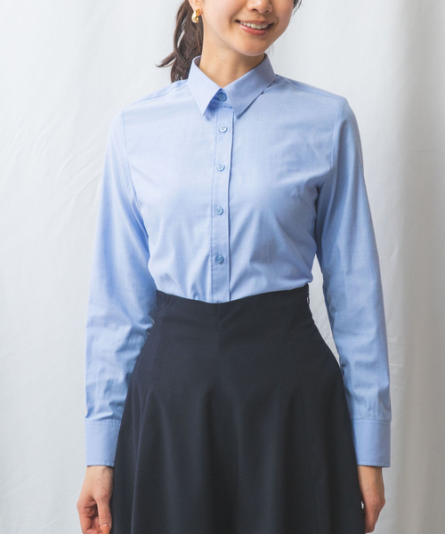NARACAMICIE（ナラカミーチェ）の「【NARACAMICIE】オックスフォード長袖シャツ（シャツ/ブラウス・レディース・ブルー/ホワイト/ピンク/グリーン・S/XL/L/M）」の3枚目の写真