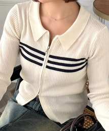 clear | ダブルジップ長袖ニットトップス化［大人カジュアル 春ニット］≪SS新作≫(ニット/セーター)