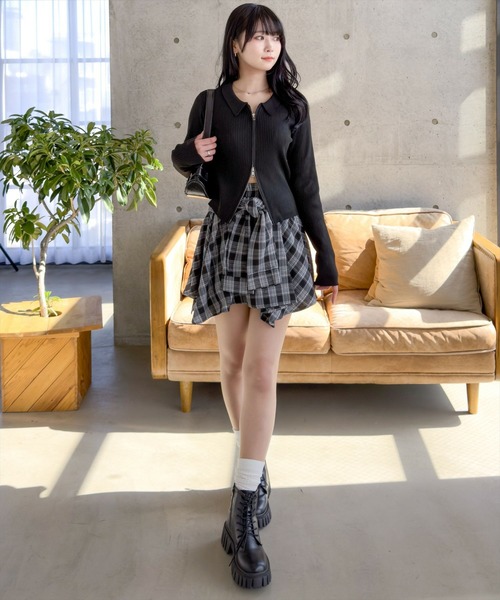 clear（クリア）の「ダブルジップ長袖ニットトップス［大人カジュアル 春ニット］（ニット/セーター・レディース・ブルー系その他/ブラック/グレー/アイボリー系・F）」の5枚目の写真