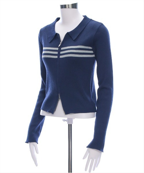 clear（クリア）の「ダブルジップ長袖ニットトップス［大人カジュアル 春ニット］（ニット/セーター・レディース・ブルー系その他/ブラック/グレー/アイボリー系・F）」の12枚目の写真