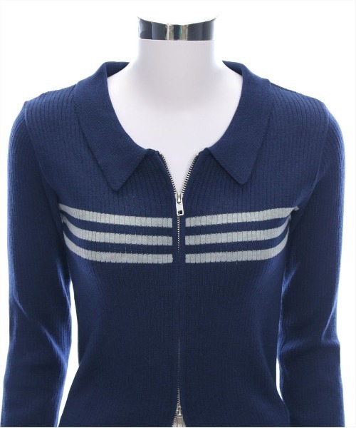 clear（クリア）の「ダブルジップ長袖ニットトップス［大人カジュアル 春ニット］（ニット/セーター・レディース・ブルー系その他/ブラック/グレー/アイボリー系・F）」の16枚目の写真