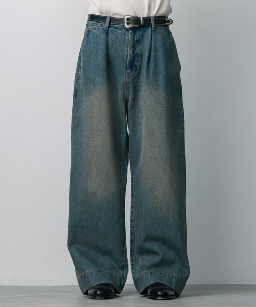 LURAKU】 tuck wide denim pants / タックワイドデニムパンツ