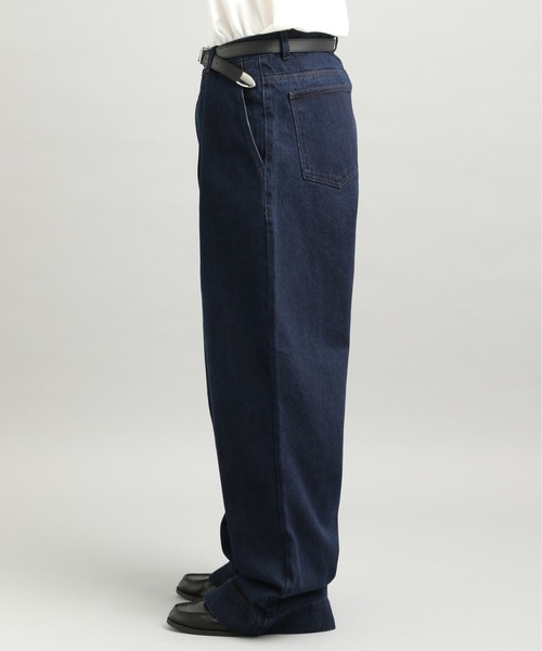 セール】【LURAKU】 tuck wide denim pants / タックワイドデニム 
