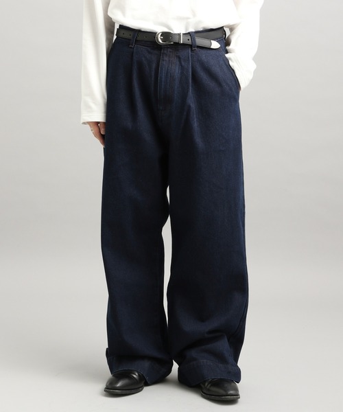 LURAKU(ルラク)の「【LURAKU】 tuck wide denim pants / タックワイドデニムパンツ|SETUP対応(デニムパンツ・メンズ・ブラック/インディゴブルー/ネイビー/ブルー・S/L/M)」の16枚目の写真
