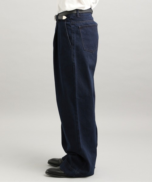セール】【LURAKU】 tuck wide denim pants / タックワイドデニム