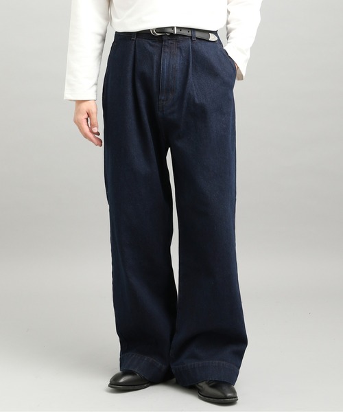 LURAKU(ルラク)の「【LURAKU】 tuck wide denim pants / タックワイドデニムパンツ|SETUP対応(デニムパンツ・メンズ・ブラック/インディゴブルー/ネイビー/ブルー・S/L/M)」の9枚目の写真