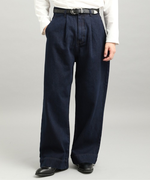 LURAKU(ルラク)の「【LURAKU】 tuck wide denim pants / タックワイドデニムパンツ|SETUP対応(デニムパンツ・メンズ・ブラック/インディゴブルー/ネイビー/ブルー・S/L/M)」の8枚目の写真