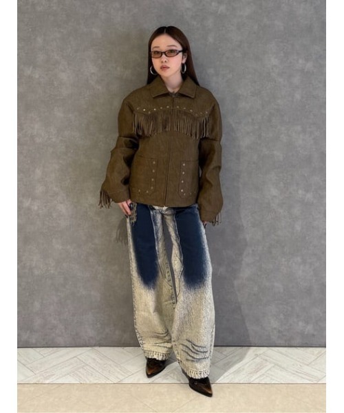 Lagua gem WASH PRINT FLARE デニム LAGUA GEM（ラグアジェム）の「WASH PRINT FLARE デニム（デニムパンツ