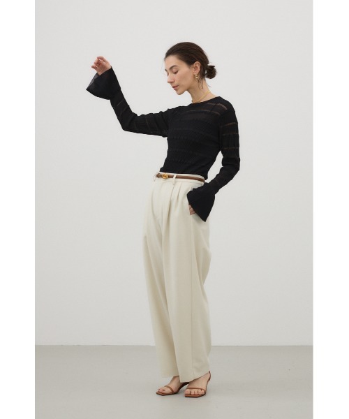 crie conforto(クリーコンフォルト)の「ベルスリーブランダムリブプルオーバー 秋服 / 冬服 / 長袖 / ニット(ニット/セーター・レディース・ホワイト/ブラック/ピンク・FREE)」の6枚目の写真