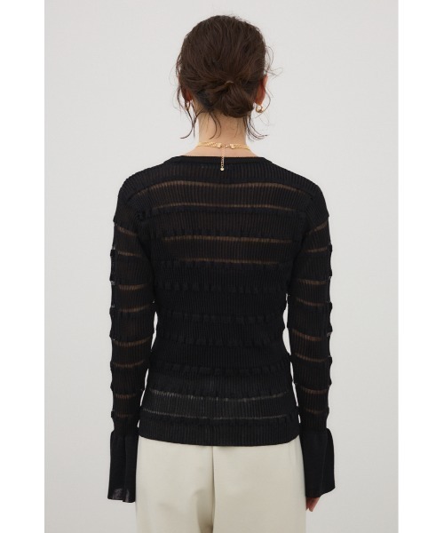 crie conforto(クリーコンフォルト)の「ベルスリーブランダムリブプルオーバー 秋服 / 冬服 / 長袖 / ニット(ニット/セーター・レディース・ホワイト/ブラック/ピンク・FREE)」の9枚目の写真