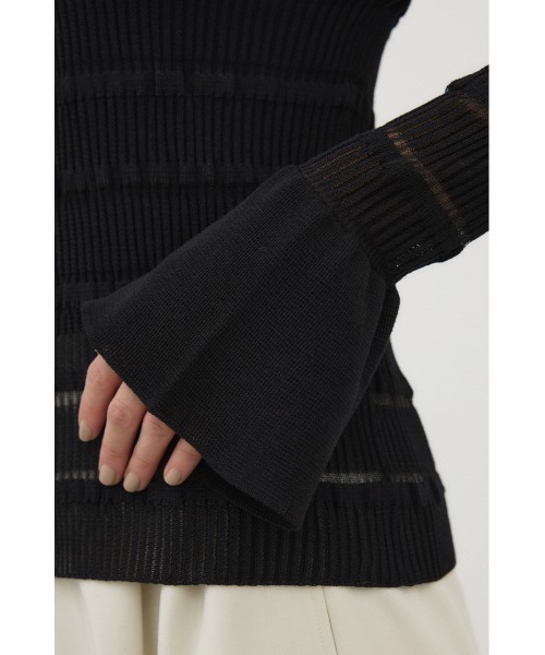crie conforto(クリーコンフォルト)の「ベルスリーブランダムリブプルオーバー 秋服 / 冬服 / 長袖 / ニット(ニット/セーター・レディース・ホワイト/ブラック/ピンク・FREE)」の12枚目の写真