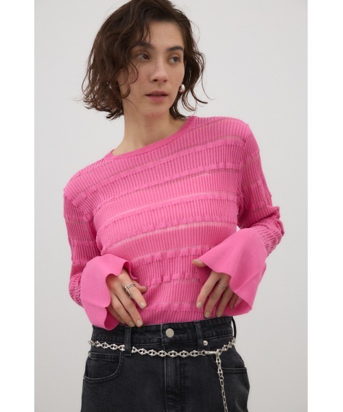 crie conforto(クリーコンフォルト)の「ベルスリーブランダムリブプルオーバー 秋服 / 冬服 / 長袖 / ニット(ニット/セーター・レディース・ホワイト/ブラック/ピンク・FREE)」の15枚目の写真