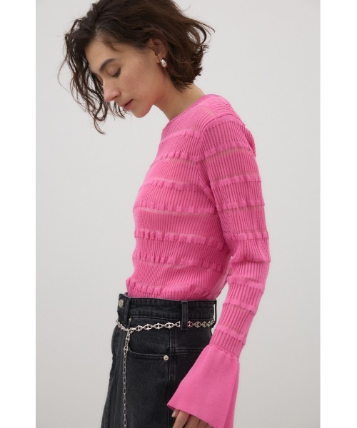 crie conforto(クリーコンフォルト)の「ベルスリーブランダムリブプルオーバー 秋服 / 冬服 / 長袖 / ニット(ニット/セーター・レディース・ホワイト/ブラック/ピンク・FREE)」の16枚目の写真