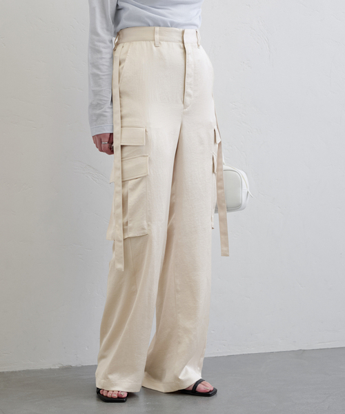 U by SPICK&SPAN（ユーバイスピックアンドスパン）の「サテンストリングロデオカーゴパンツ（カーゴパンツ・レディース・アイボリー・38/36）」の8枚目の写真