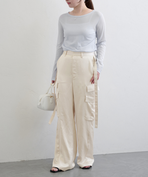 U by SPICK&SPAN（ユーバイスピックアンドスパン）の「サテンストリングロデオカーゴパンツ（カーゴパンツ・レディース・アイボリー・38/36）」の13枚目の写真