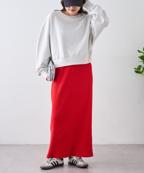 CIAOPANIC TYPY（チャオパニックティピー）の「【-3キロ見え】すっきりシルエットリブスカート（スカート・レディース・ネイビー/レッド/ベビーピンク/イエロー系その他/レッド系その他/サーモンピンク/ホワイト/ブルー/グレー/グレー系その他/アイボリー/カーキ/ブラック・MEDIUM/SMALL）」の22枚目の写真