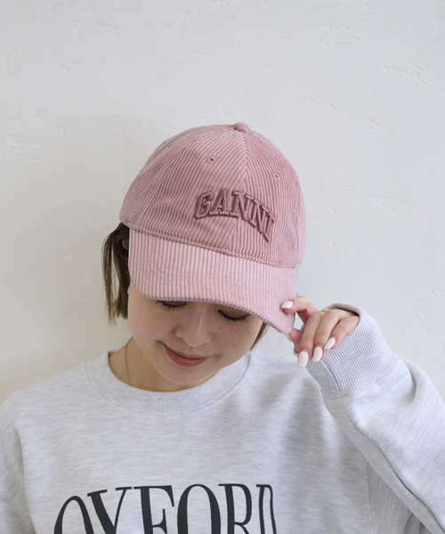 GANNI（ガニー）の「GANNI / ガニー Cap Hat Corduroy（キャップ・レディース・ネイビー/ピンク・FREE）」の2枚目の写真