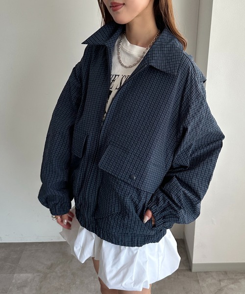 apres jour mignon（アプレジュールミニョン）の「チェックアソートポケットブルゾン【ZOZOTOWN限定アイテム 】（ブルゾン・レディース・ネイビー/ブラック系その他/ブラック・X-LARGE/フリー）」の3枚目の写真