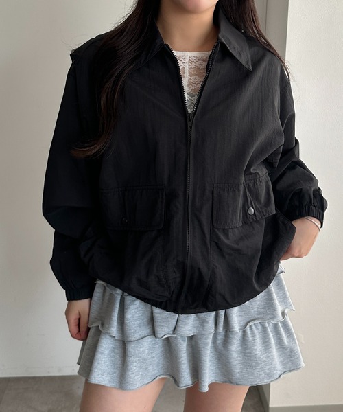 apres jour mignon（アプレジュールミニョン）の「チェックアソートポケットブルゾン【ZOZOTOWN限定アイテム 】（ブルゾン・レディース・ネイビー/ブラック系その他/ブラック・X-LARGE/フリー）」の2枚目の写真