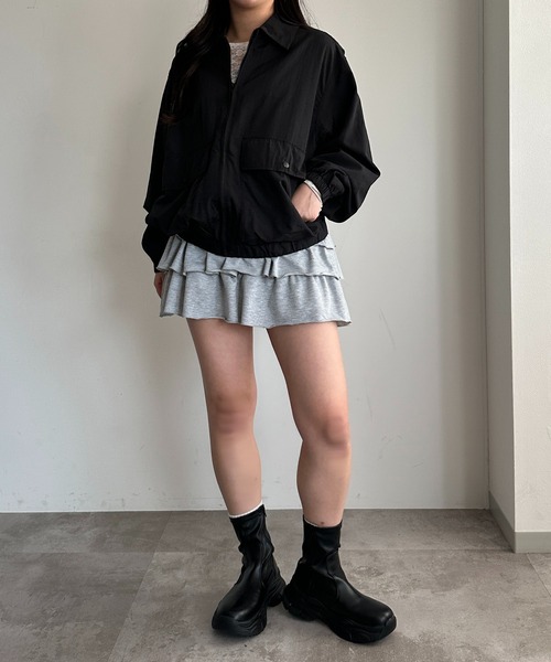 apres jour mignon（アプレジュールミニョン）の「チェックアソートポケットブルゾン【ZOZOTOWN限定アイテム 】（ブルゾン・レディース・ネイビー/ブラック系その他/ブラック・X-LARGE/フリー）」の4枚目の写真
