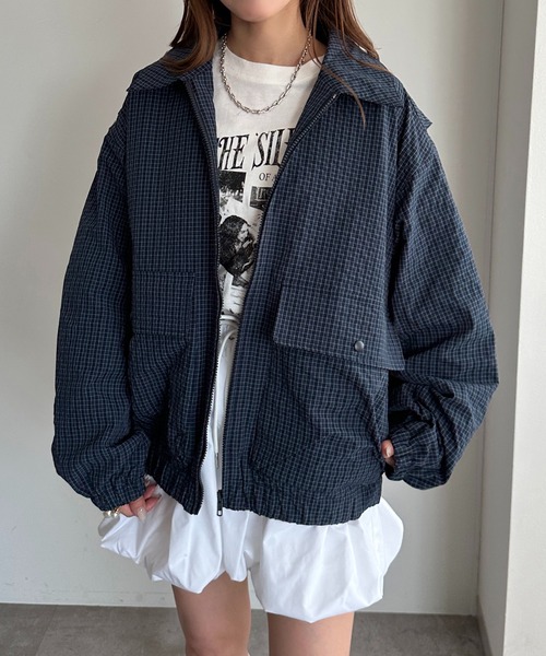 apres jour mignon（アプレジュールミニョン）の「チェックアソートポケットブルゾン【ZOZOTOWN限定アイテム 】（ブルゾン・レディース・ネイビー/ブラック系その他/ブラック・X-LARGE/フリー）」の19枚目の写真