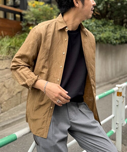 NOLLEY’S（ノーリーズ）の「キュプラリネン レギュラーカラーシャツ 25SS（シャツ/ブラウス・メンズ・ベージュ系その他/ホワイト/ネイビー/ブラック・S/M/L/XL）」の3枚目の写真