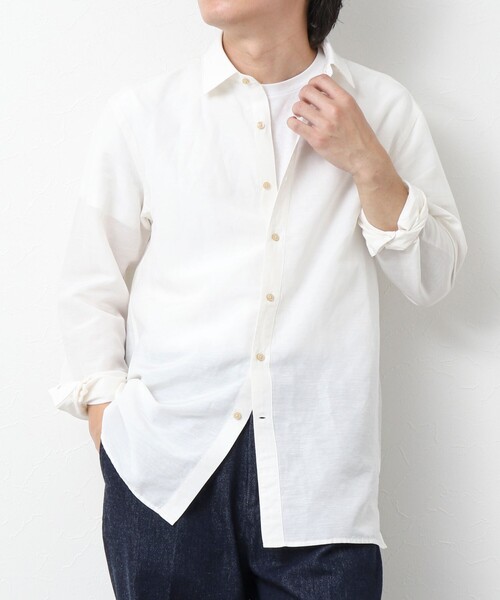 NOLLEY’S（ノーリーズ）の「キュプラリネン レギュラーカラーシャツ 25SS（シャツ/ブラウス・メンズ・ベージュ系その他/ホワイト/ネイビー/ブラック・S/M/L/XL）」の2枚目の写真