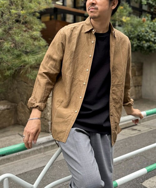 NOLLEY’S（ノーリーズ）の「キュプラリネン レギュラーカラーシャツ 25SS（シャツ/ブラウス・メンズ・ベージュ系その他/ホワイト/ネイビー/ブラック・S/M/L/XL）」の12枚目の写真