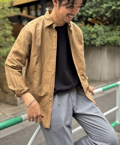 NOLLEY’S（ノーリーズ）の「キュプラリネン レギュラーカラーシャツ 25SS（シャツ/ブラウス・メンズ・ベージュ系その他/ホワイト/ネイビー/ブラック・S/M/L/XL）」の15枚目の写真