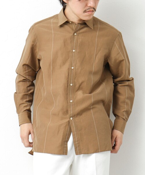 NOLLEY’S（ノーリーズ）の「キュプラリネン レギュラーカラーシャツ 25SS（シャツ/ブラウス・メンズ・ベージュ系その他/ホワイト/ネイビー/ブラック・S/M/L/XL）」の17枚目の写真