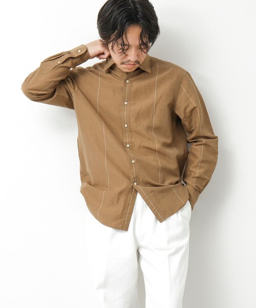 NOLLEY’S（ノーリーズ）の「キュプラリネン レギュラーカラーシャツ 25SS（シャツ/ブラウス・メンズ・ベージュ系その他/ホワイト/ネイビー/ブラック・S/M/L/XL）」の20枚目の写真