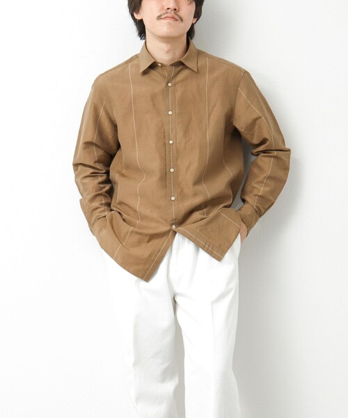 NOLLEY’S（ノーリーズ）の「キュプラリネン レギュラーカラーシャツ 25SS（シャツ/ブラウス・メンズ・ベージュ系その他/ホワイト/ネイビー/ブラック・S/M/L/XL）」の21枚目の写真