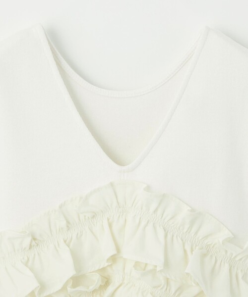 EMMEL REFINES(エメルリファインズ)の「<EMMEL REFINES>EM フライス フリル 2WAY Tシャツ(Tシャツ/カットソー・レディース・ブラック/オフホワイト・FREE)」の4枚目の写真