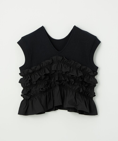 EMMEL REFINES(エメルリファインズ)の「<EMMEL REFINES>EM フライス フリル 2WAY Tシャツ(Tシャツ/カットソー・レディース・ブラック/オフホワイト・FREE)」の8枚目の写真