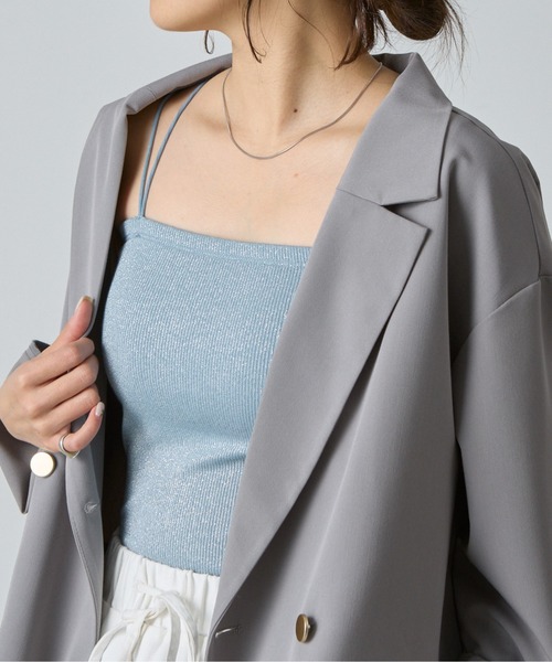 COLONY 2139（コロニートゥーワンスリーナイン）の「ラメフライスカップ付Wストラップキャミソール（キャミソール・レディース・ブルー/シルバー/ブラック/ピンクベージュ・SMALL/MEDIUM/LARGE）」の3枚目の写真