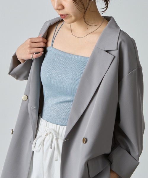 COLONY 2139（コロニートゥーワンスリーナイン）の「ラメフライスカップ付Wストラップキャミソール（キャミソール・レディース・ブルー/シルバー/ブラック/ピンクベージュ・SMALL/MEDIUM/LARGE）」の20枚目の写真