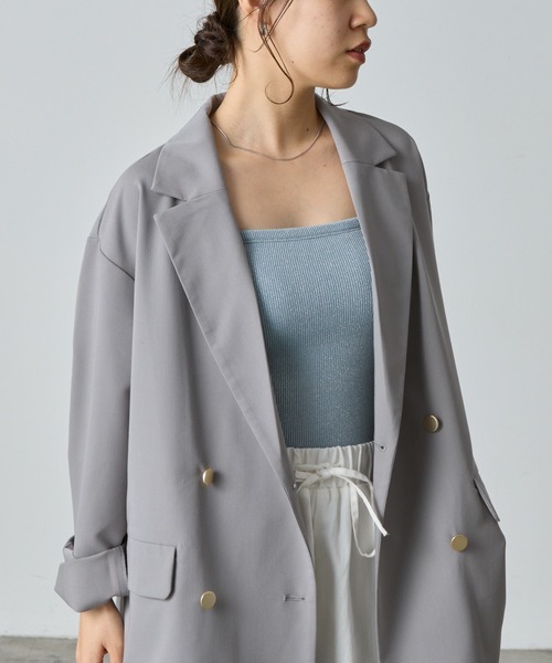 COLONY 2139（コロニートゥーワンスリーナイン）の「ラメフライスカップ付Wストラップキャミソール（キャミソール・レディース・ブルー/シルバー/ブラック/ピンクベージュ・SMALL/MEDIUM/LARGE）」の5枚目の写真