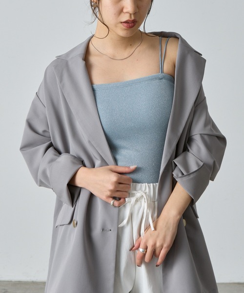 COLONY 2139（コロニートゥーワンスリーナイン）の「ラメフライスカップ付Wストラップキャミソール（キャミソール・レディース・ブルー/シルバー/ブラック/ピンクベージュ・SMALL/MEDIUM/LARGE）」の19枚目の写真