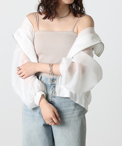 COLONY 2139（コロニートゥーワンスリーナイン）の「ラメフライスカップ付Wストラップキャミソール（キャミソール・レディース・ブルー/シルバー/ブラック/ピンクベージュ・SMALL/MEDIUM/LARGE）」の14枚目の写真