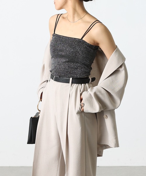 COLONY 2139（コロニートゥーワンスリーナイン）の「ラメフライスカップ付Wストラップキャミソール（キャミソール・レディース・ブルー/シルバー/ブラック/ピンクベージュ・SMALL/MEDIUM/LARGE）」の11枚目の写真