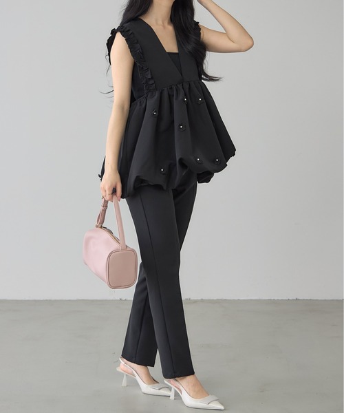 &. NOSTALGIA（アンドドットノスタルジア）の「【ZOZO限定】バルーンペプラムパールベスト（ベスト・レディース・ブラック・M）」の17枚目の写真