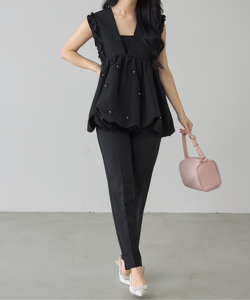 &. NOSTALGIA（アンドドットノスタルジア）の「【ZOZO限定】バルーンペプラムパールベスト（ベスト・レディース・ブラック・M）」の11枚目の写真