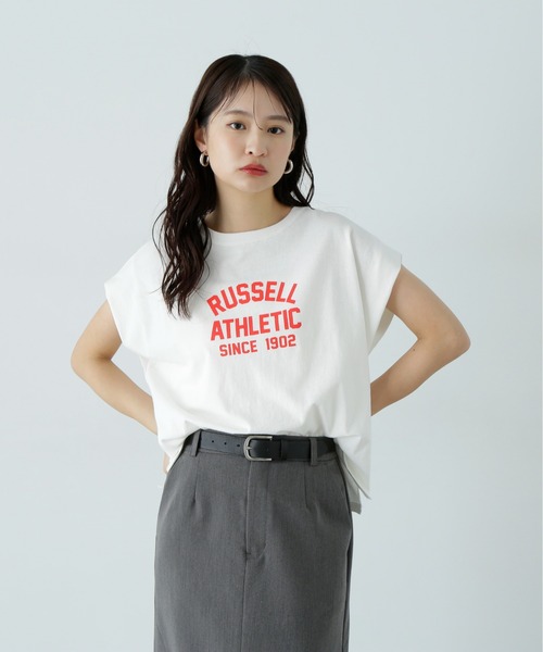 tシャツ 「N.×RUSSELL ATHLETIC」フレンチスリーブTシャツ レディース セール】【N.×RUSSELL ATHLETIC】フレンチスリーブTシャツ（T