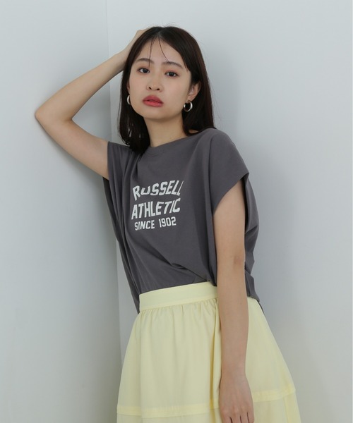 Russell Athletic(ラッセルアスレティック)の「【N.×RUSSELL ATHLETIC】フレンチスリーブTシャツ(Tシャツ/カットソー・レディース・オフホワイト/チャコールグレー/ベージュ・MEDIUM)」の10枚目の写真