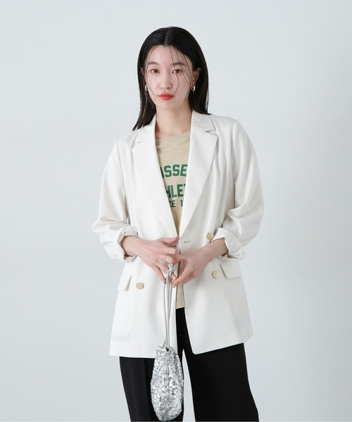 Russell Athletic(ラッセルアスレティック)の「【N.×RUSSELL ATHLETIC】フレンチスリーブTシャツ(Tシャツ/カットソー・レディース・オフホワイト/チャコールグレー/ベージュ・MEDIUM)」の13枚目の写真