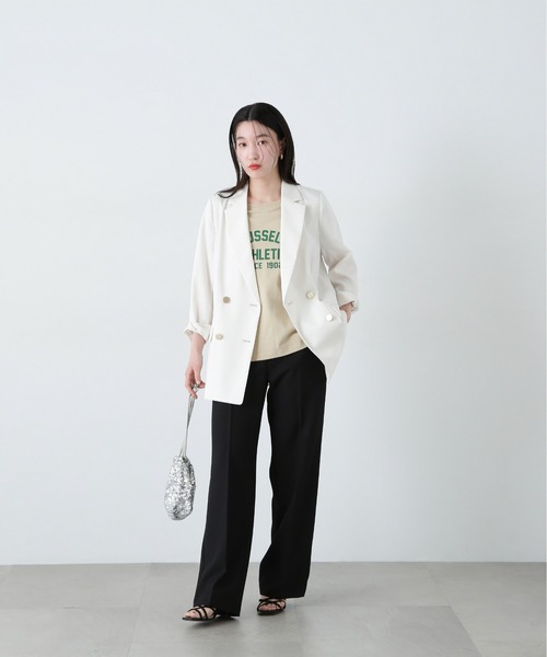 Russell Athletic(ラッセルアスレティック)の「【N.×RUSSELL ATHLETIC】フレンチスリーブTシャツ(Tシャツ/カットソー・レディース・オフホワイト/チャコールグレー/ベージュ・MEDIUM)」の18枚目の写真