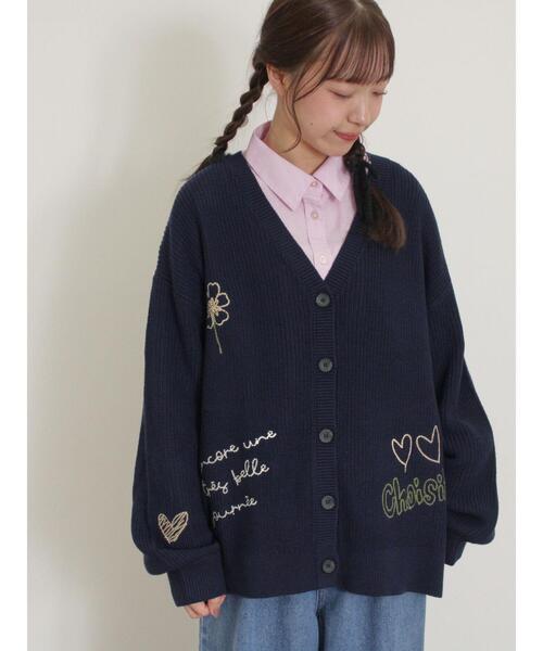 Samansa Mos2（サマンサ モスモス）の「ハンド刺繍風ニットカーディガン（カーディガン/ボレロ・レディース・グレー/クリーム/ネイビー・F）」の6枚目の写真